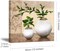 3 Piece Wall Art for Bathroom/Hallway, SZ HD Elegant Canvas Painting Prints of Green Spring Plants in Vases on Beige/Tan Picture (Waterproof Decor, Ready to Hang, 12x12 x3)